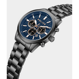 Police Mens Tangle Chronographic Stainless Steel Bracelet Watch In Black/Blue Dial