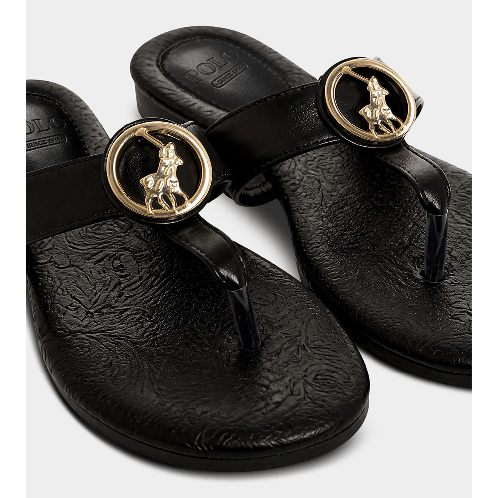 Polo Womens Big Flip Flop Sandals In Black