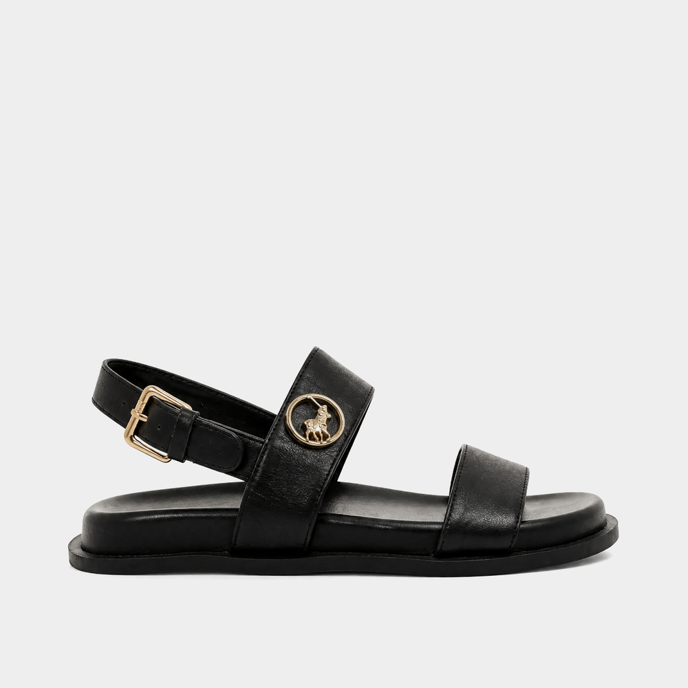 Polo 0078846 Ladies Leather Moulded Trim Sandals Black