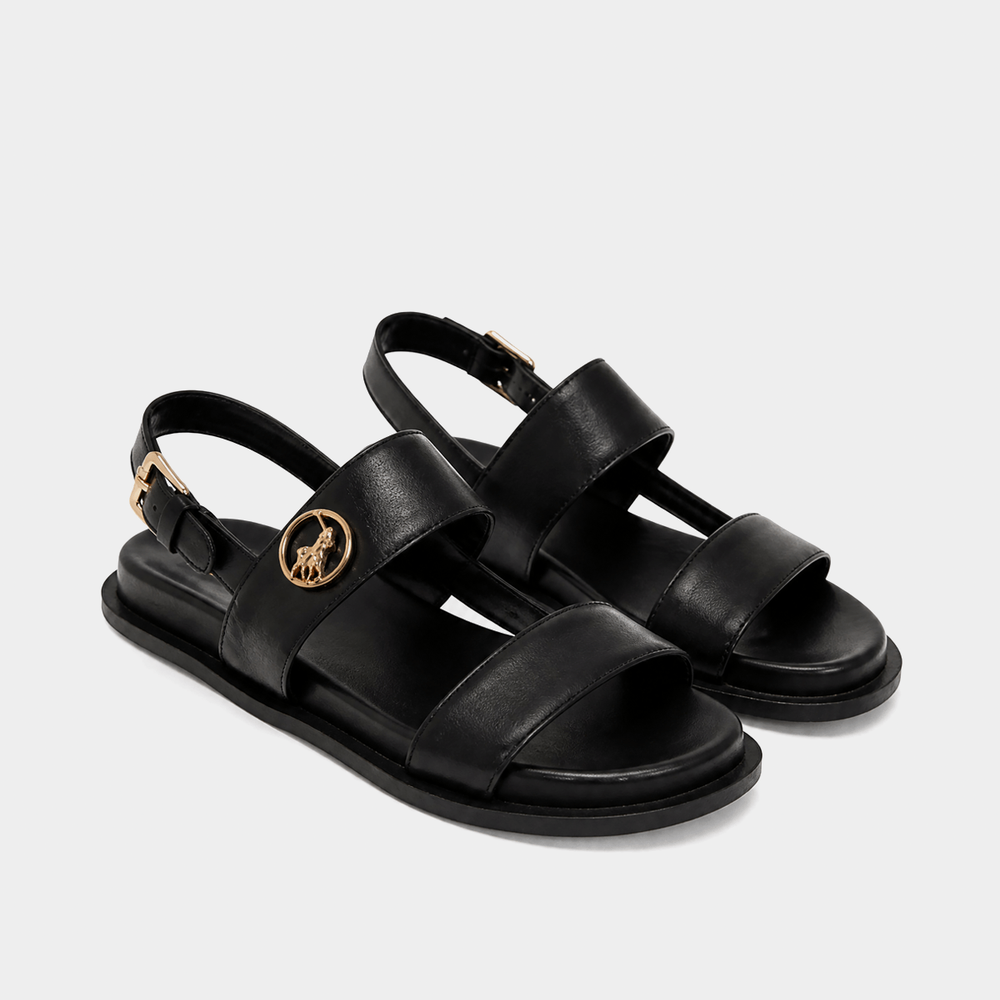 Polo 0078846 Ladies Leather Moulded Trim Sandals Black