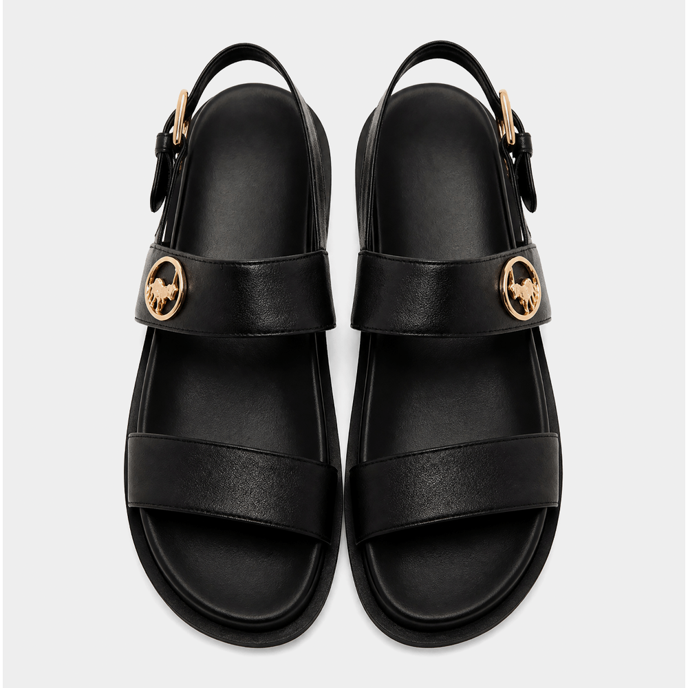 Polo 0078846 Ladies Leather Moulded Trim Sandals Black