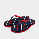Polo Boys Monogram Flip Flops In Red/Navy/White