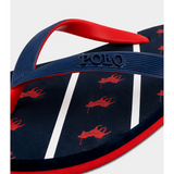Polo Boys Monogram Flip Flops In Red/Navy/White