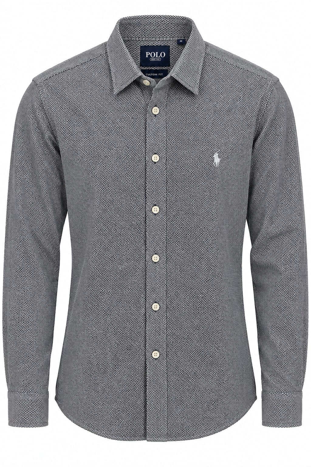 Polo Mens Long Sleeve Geo Print Shirt In Black