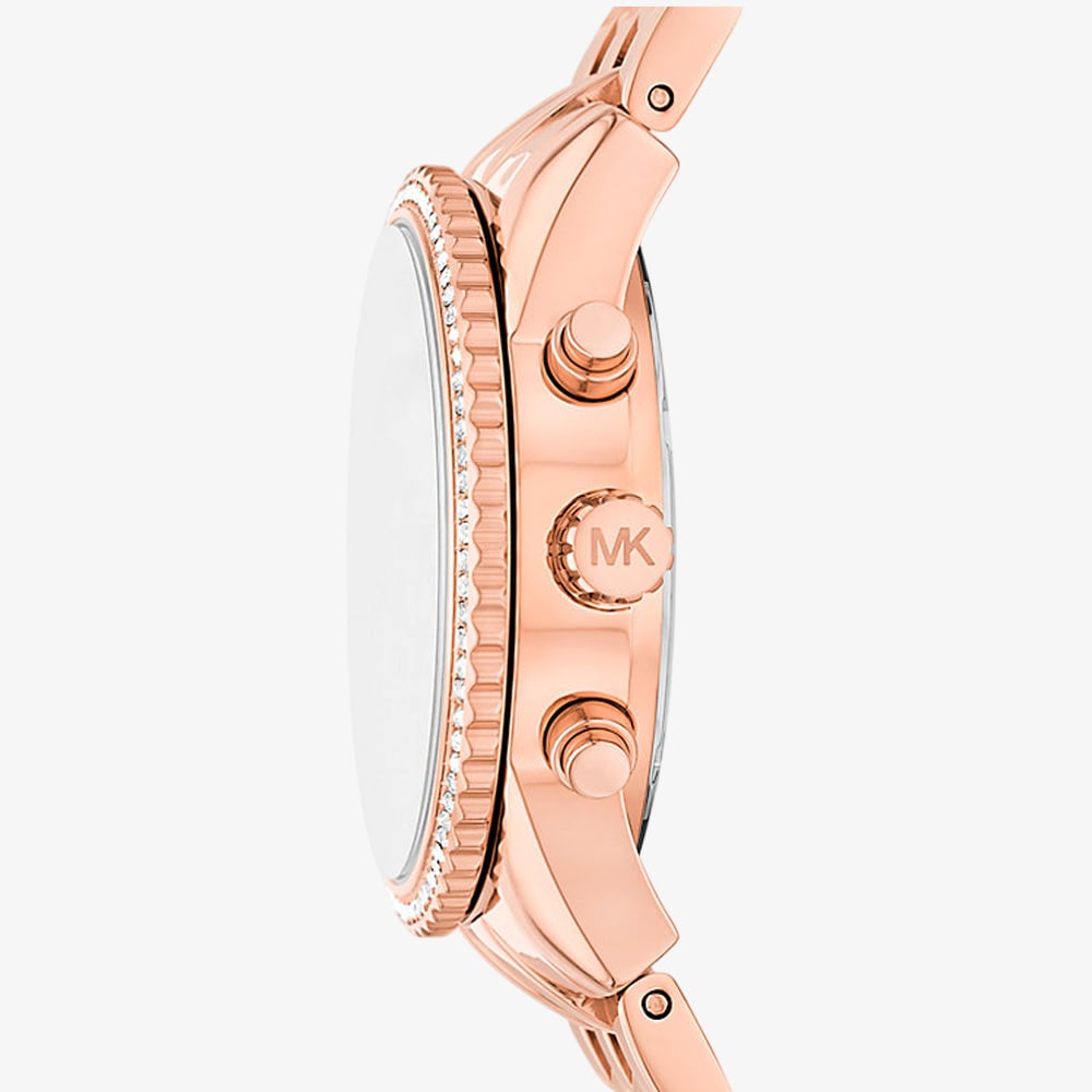 Micheal Kors Womens Ritz Chronograph Stainless Steel Watch In Rose Gold