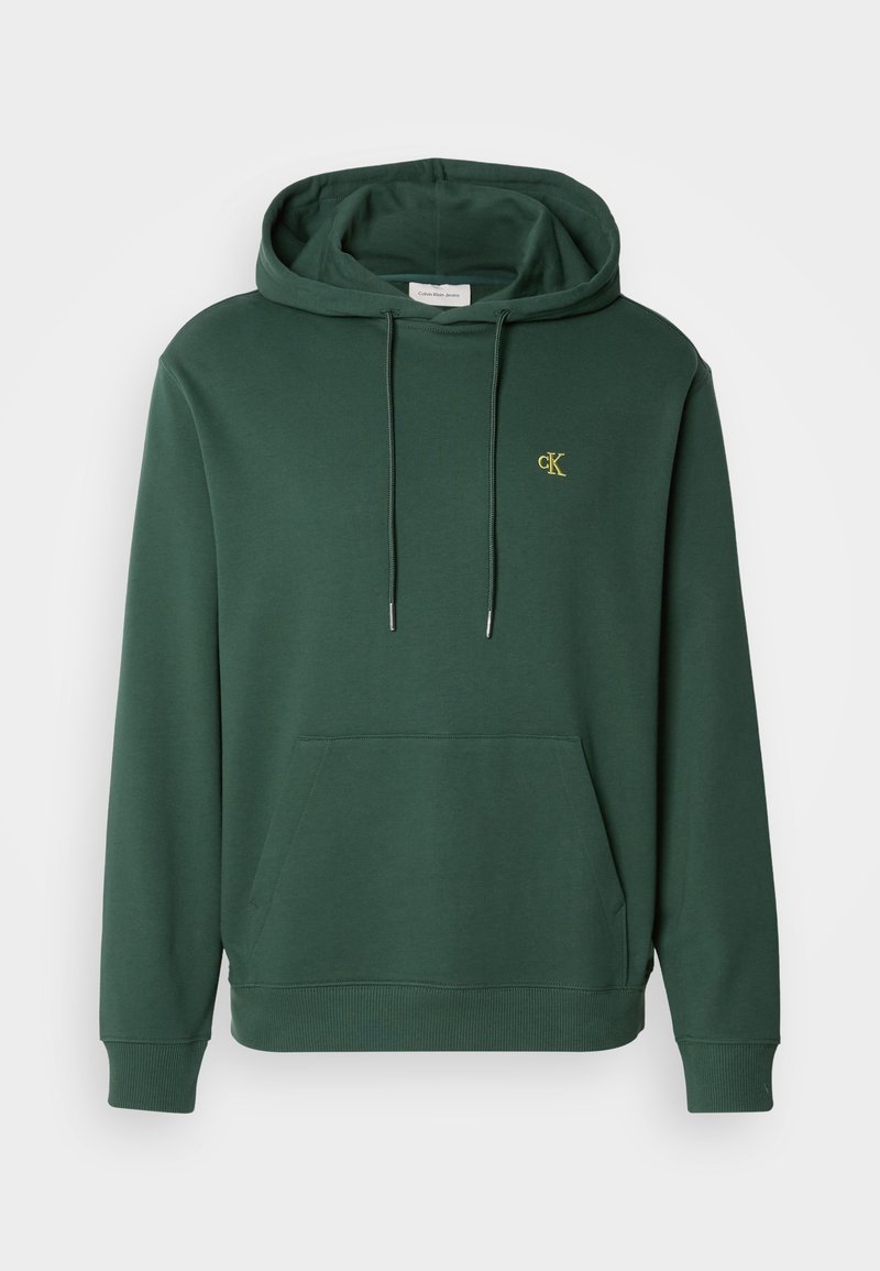 Calvin Klein Mens Terry Monogram Hoodie In Dark Green