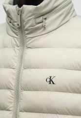 Calvin Klein Mens Long Sleeve Nylon Hooded Puffer Jacket In Fog