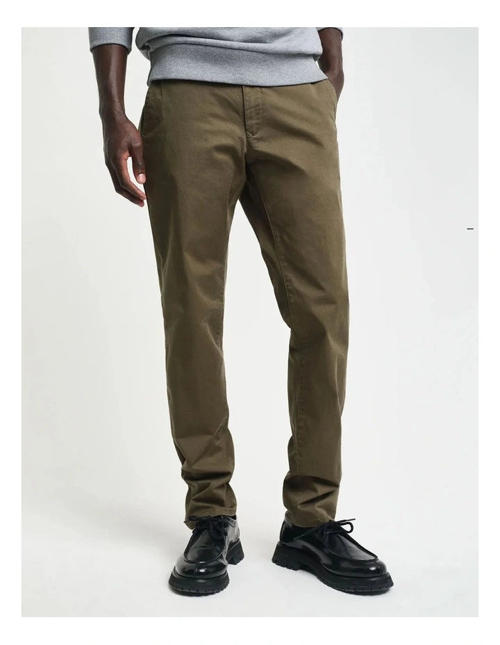 Gant Slim Twill Chinos In Green