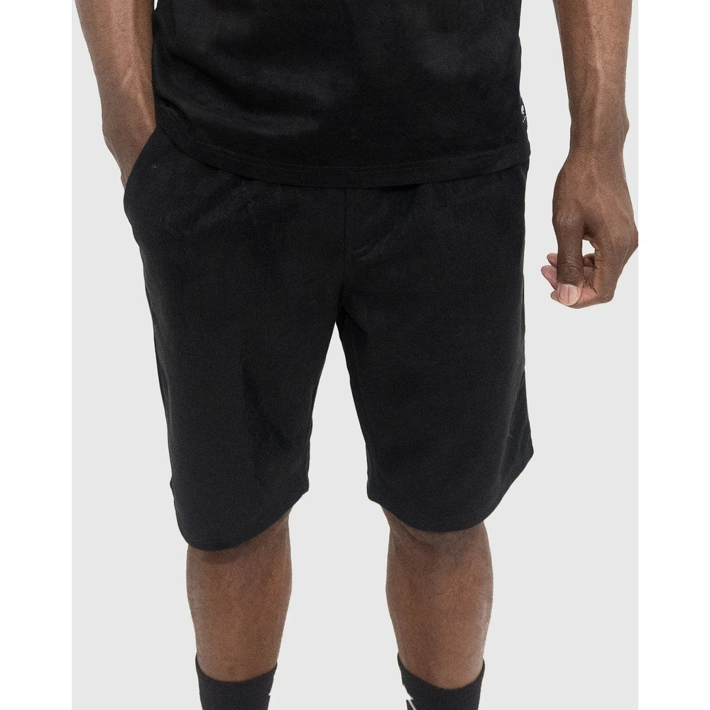 Soviet Boys Medal Velvety Suede Track Shorts In Black