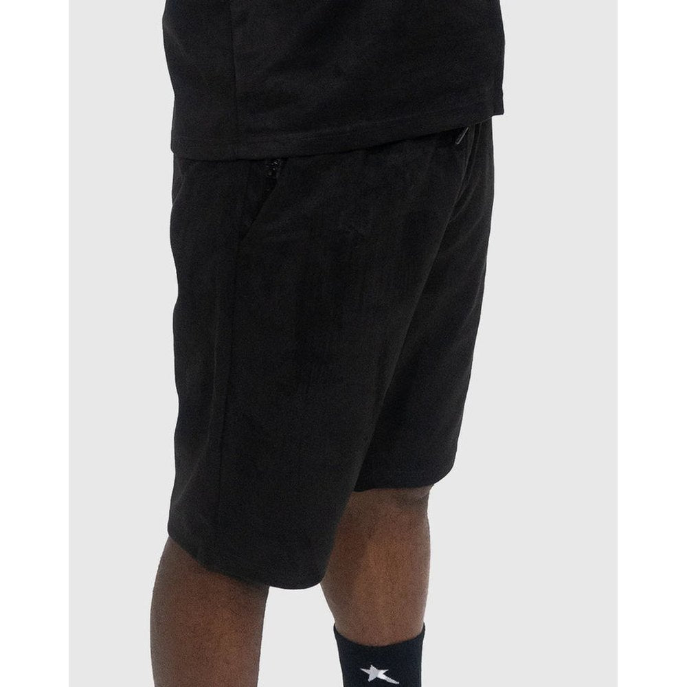 Soviet Boys Medal Velvety Suede Track Shorts In Black