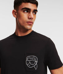 Karl Lagerfeld 245M1713Ikonik 2.0 Monogram Pocket Tee Black