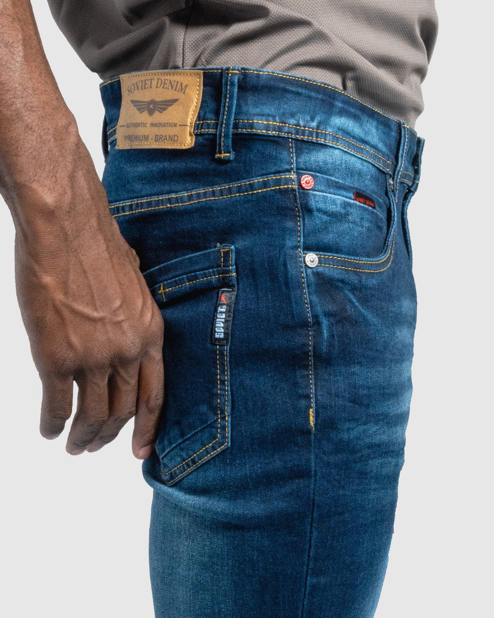 Soviet Mens Hatton #6 Bootleg Jeans In Denim Blue
