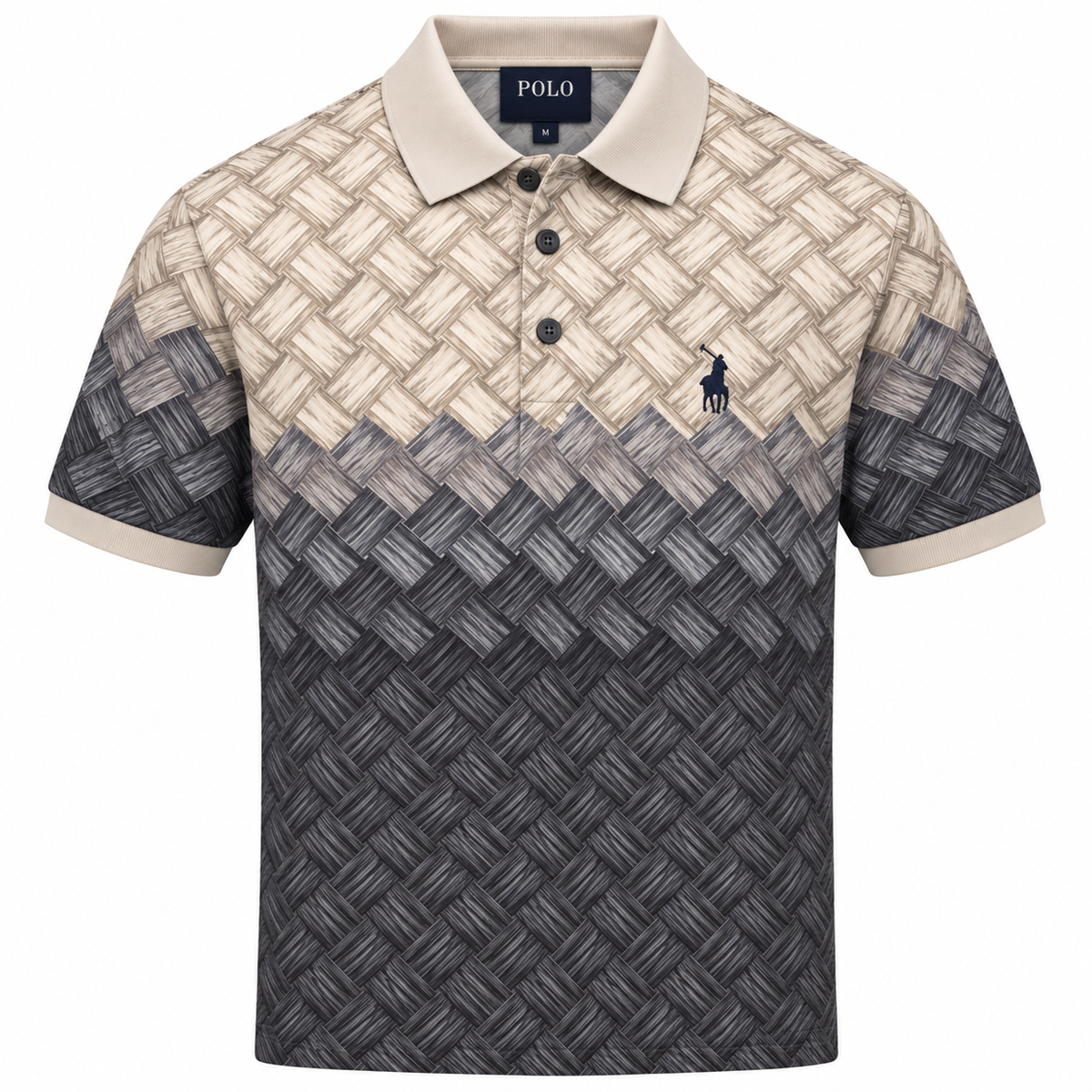 Polo Print Short Sleeve Mercerised Golfer In Grey
