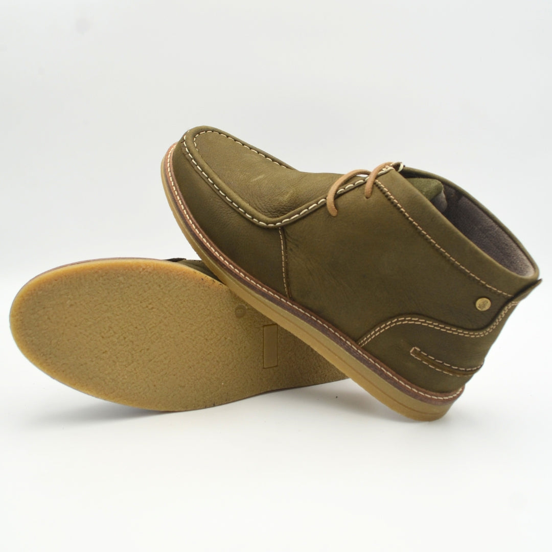 Hush Puppies Mens Kai Milled Olive Nubuck Shoes