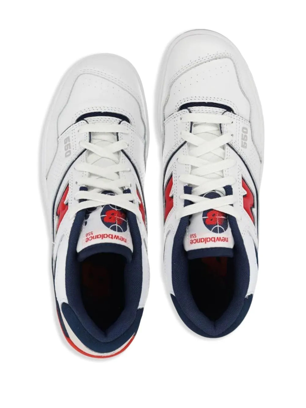 New Balance Mens Basketball 550 Sneakers In White/Navy Blue/Red