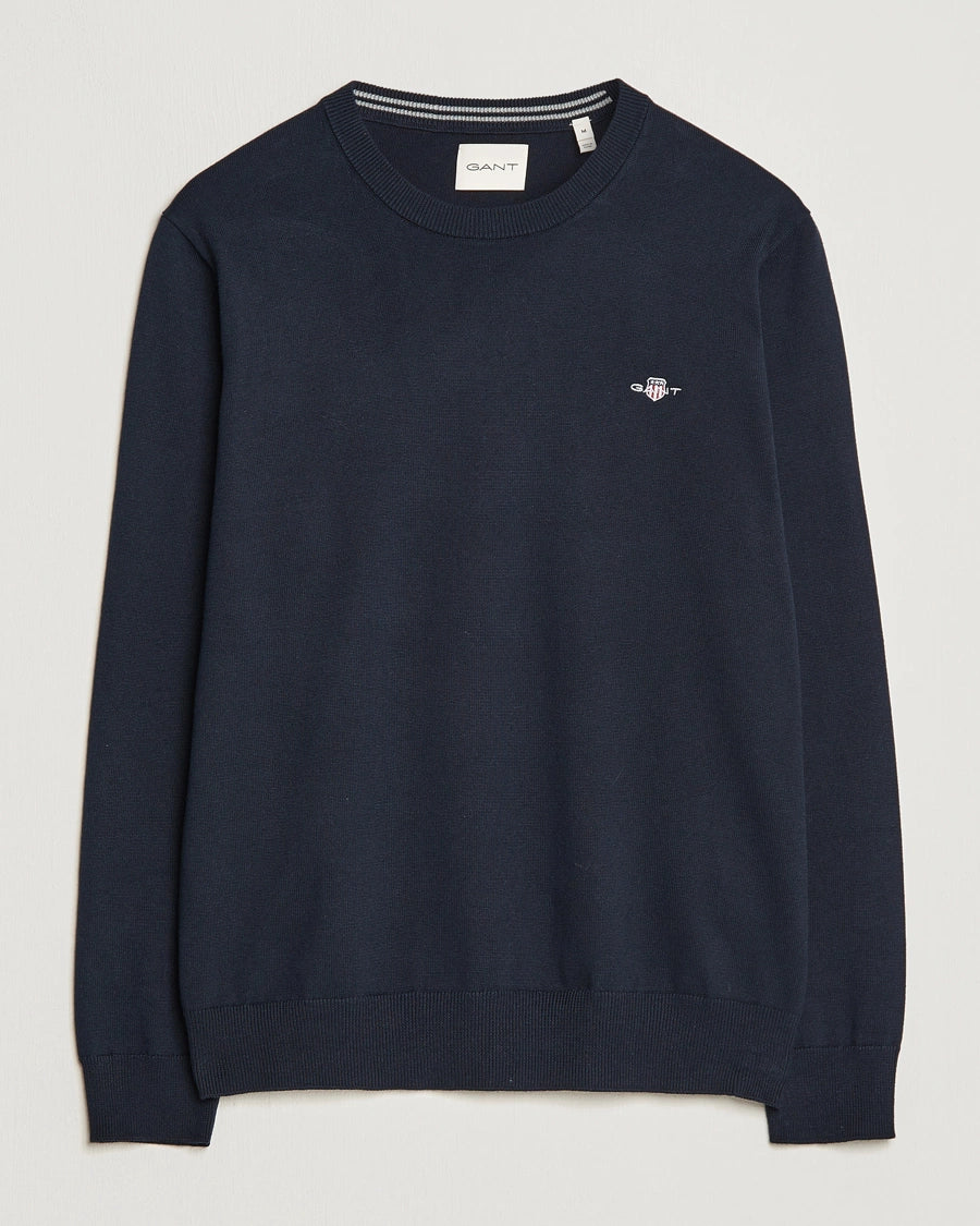 Gant 344220 Mens Classic Cotton C-Neck Crew Top Blue