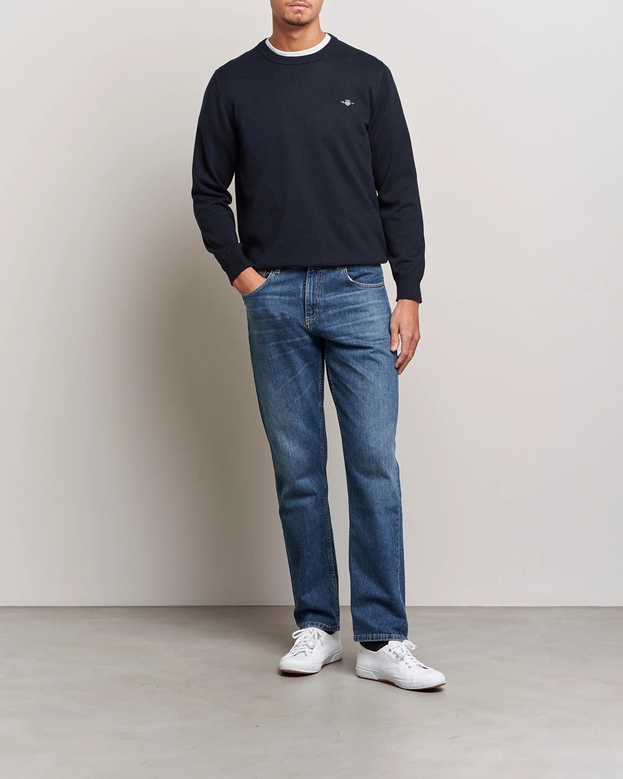 Gant 344220 Mens Classic Cotton C-Neck Crew Top Blue