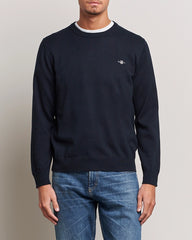 Gant 344220 Mens Classic Cotton C-Neck Crew Top Blue
