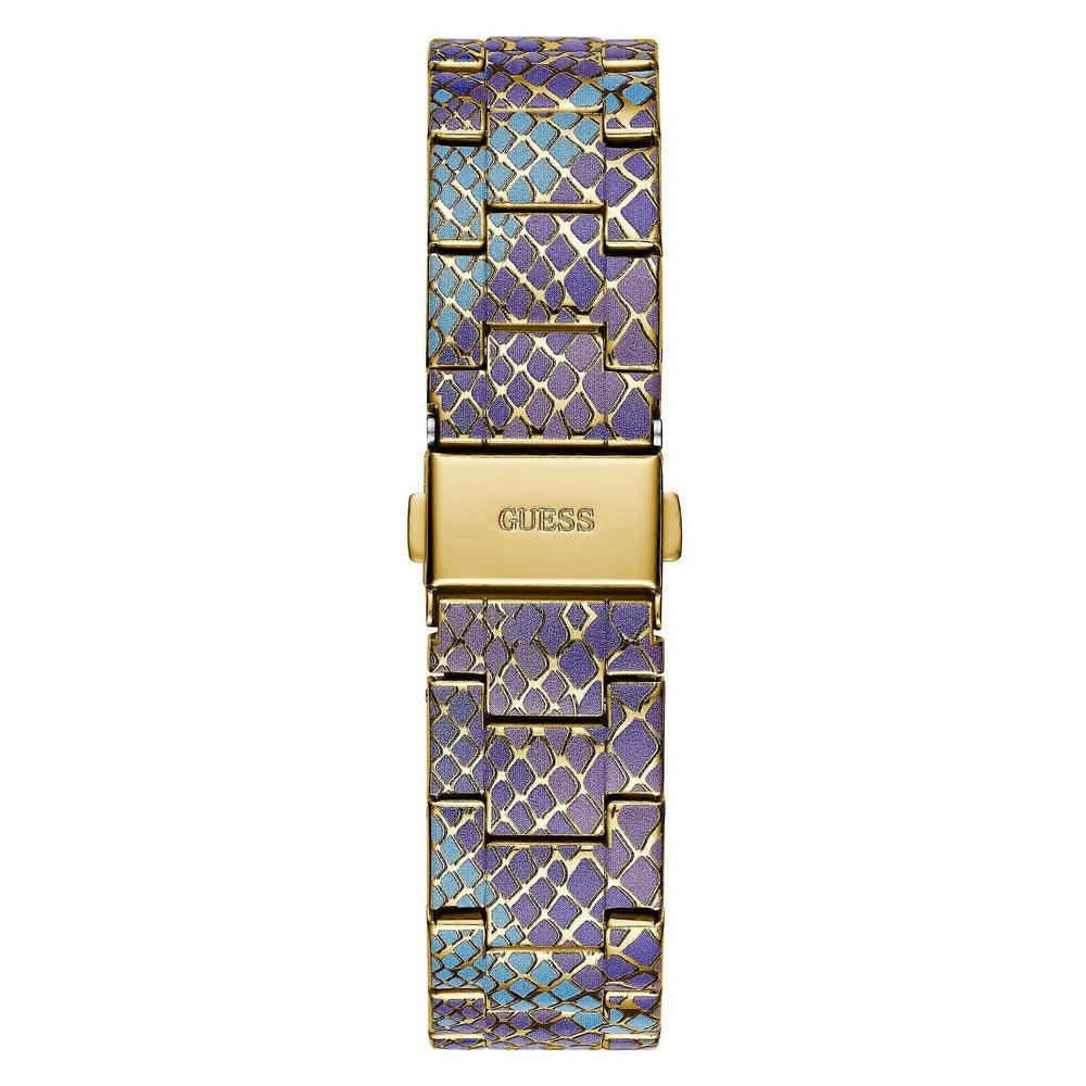 Guess Womens Serpentina Chronnograph Multi Function Watch In Blue/Purple/Gold