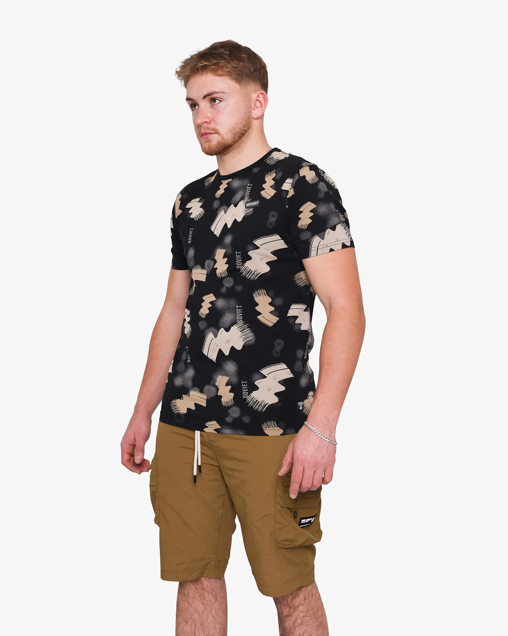Soviet Mens Infinite Print T-Shirt In Black