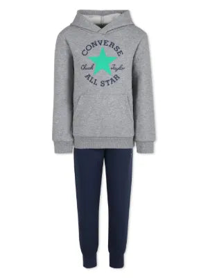 Converse Boys Pull Over Hoodie And Trackpant Set In Navy