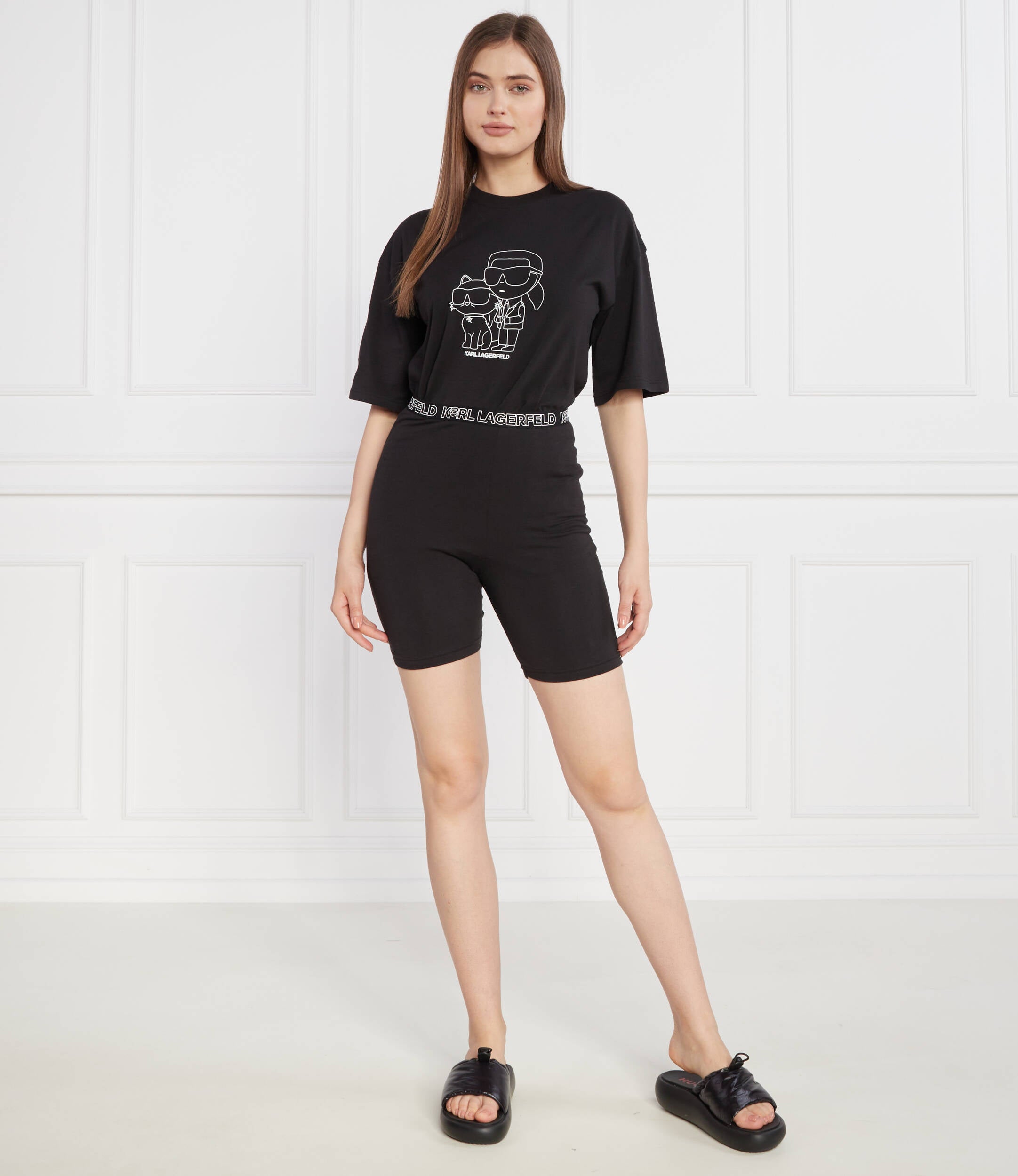 Karl Lagerfeld Womens Ikonik2.0 Bike Pyjama Shorts In Black