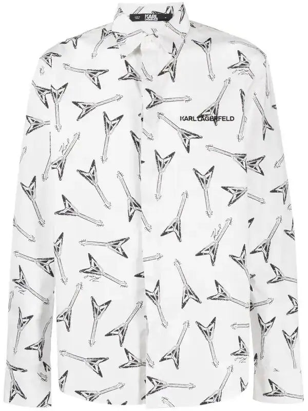 Karl Lagerfeld Mens Guitar Shirt In White