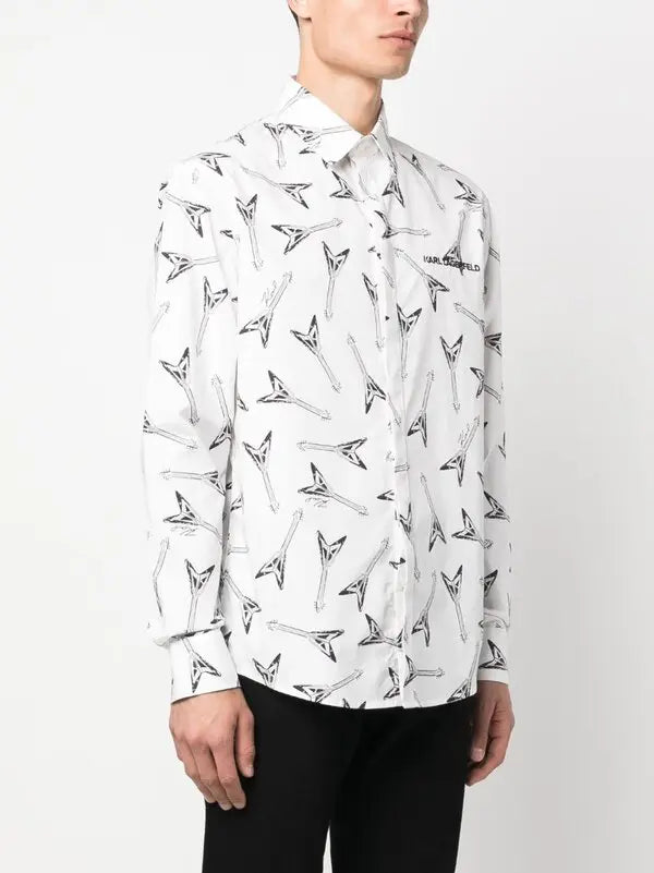 Karl Lagerfeld Mens Guitar Shirt In White