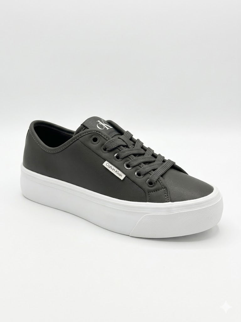 Calvin Klein Womens Vulc Flatform Lace Up Sneakers In Dark Grey