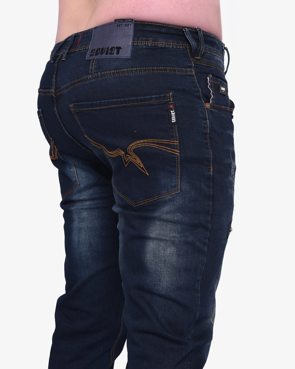 Soviet Mens Gleam Modern Fit Slim Leg Jeans In Blue Black