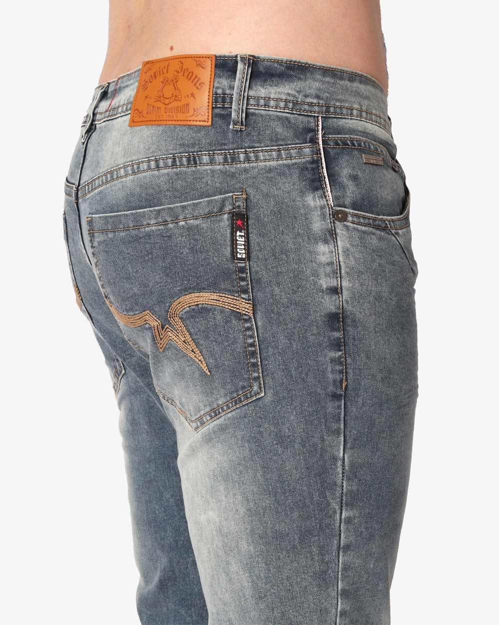 Soviet Mens Goodman Fashion Skinny Jeans In Tea Stain