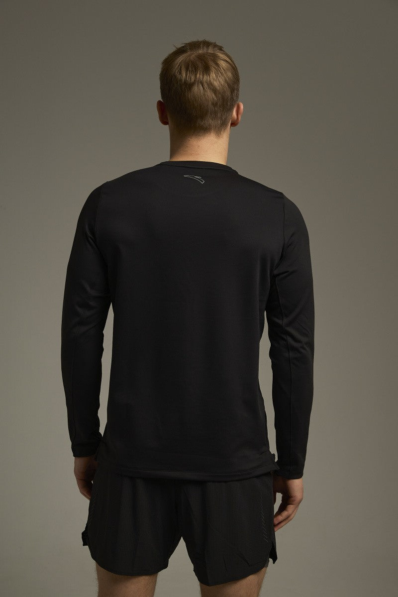 Anta Mens Advanced Long Sleeved Running T-Shirt In Black