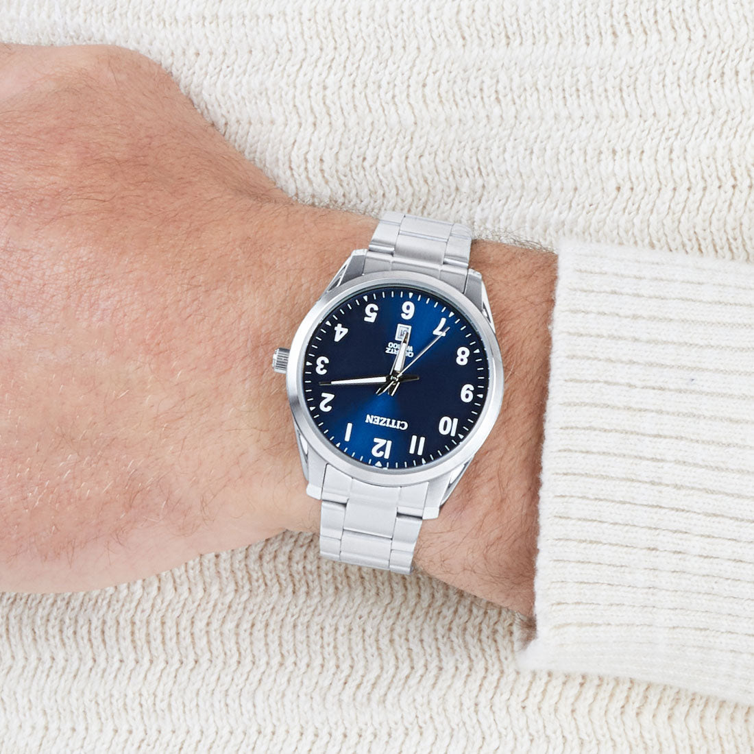 Citizen Mens Watch In Silver & Navy