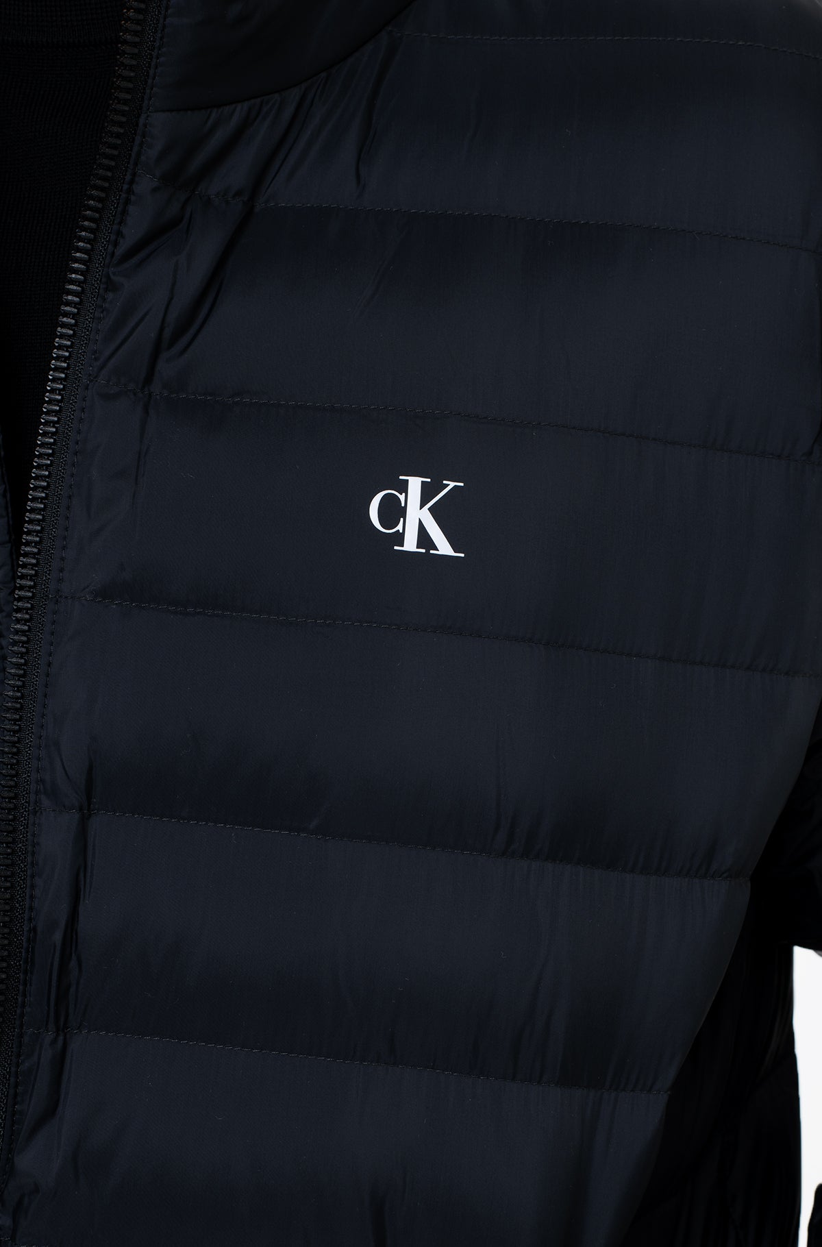 Calvin Klein Mens Nylon Hooded Puffer Jacket In Black