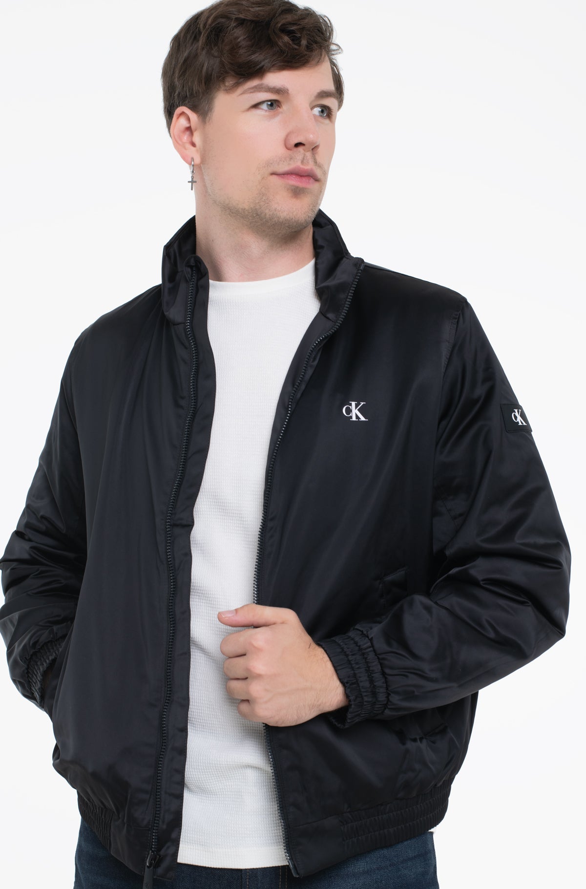 Calvin Klein Mens Padded Harrington Jacket In Black