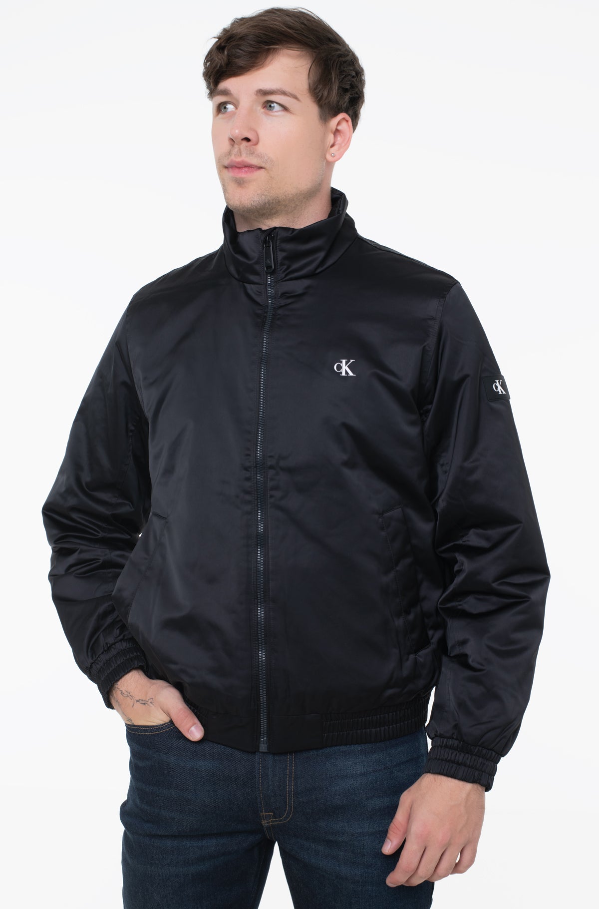 Calvin Klein Mens Padded Harrington Jacket In Black