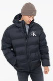 Calvin Klein Mens Nylon Monogram Puffer Jacket In Black