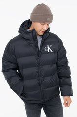 Calvin Klein Mens Nylon Monogram Puffer Jacket In Black