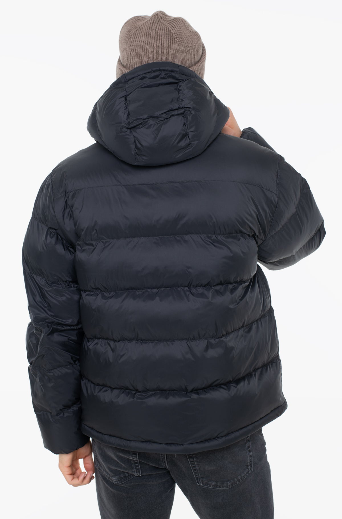 Calvin Klein Mens Nylon Monogram Puffer Jacket In Black