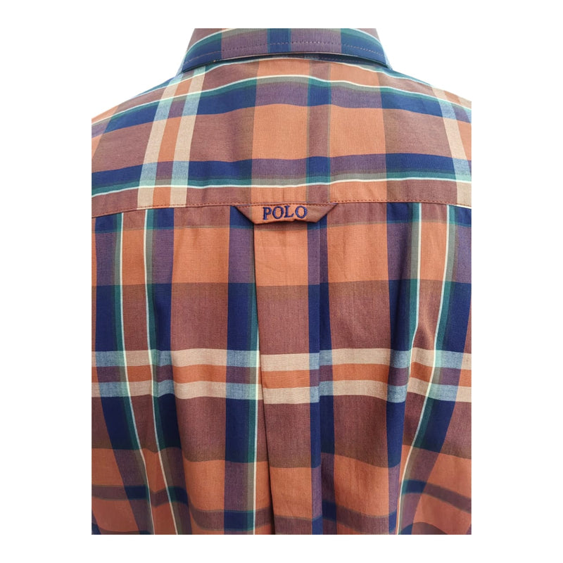 Polo Mens Long Sleeve  Bold Check Shirt In Orange