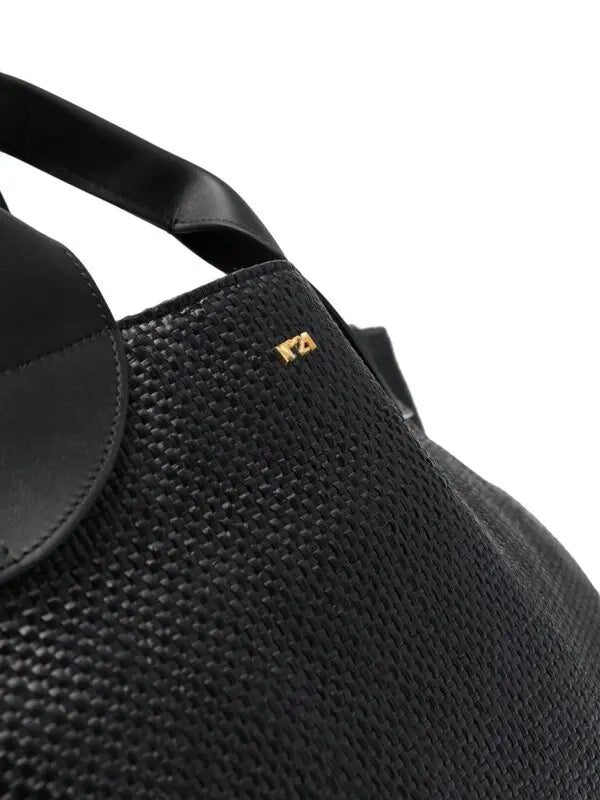 Nº21 Womens Interwoven Raffia Tote Bag In Black