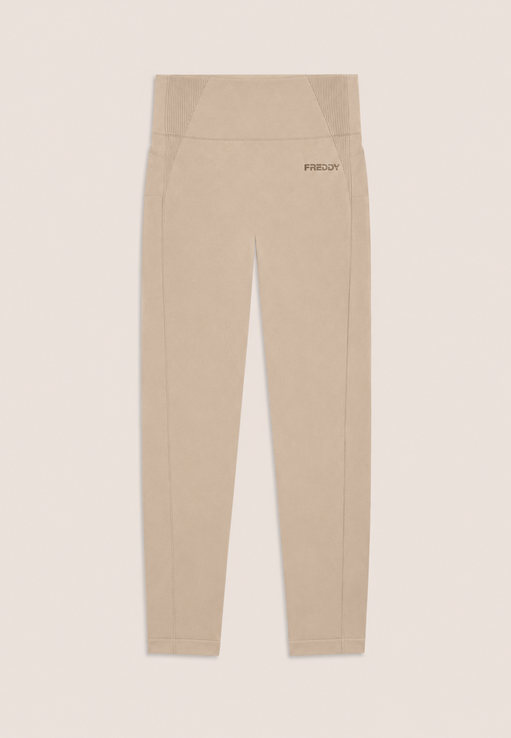 Freddy Womens Knitted Seamless 7/8 Leggings High Waist In Beige