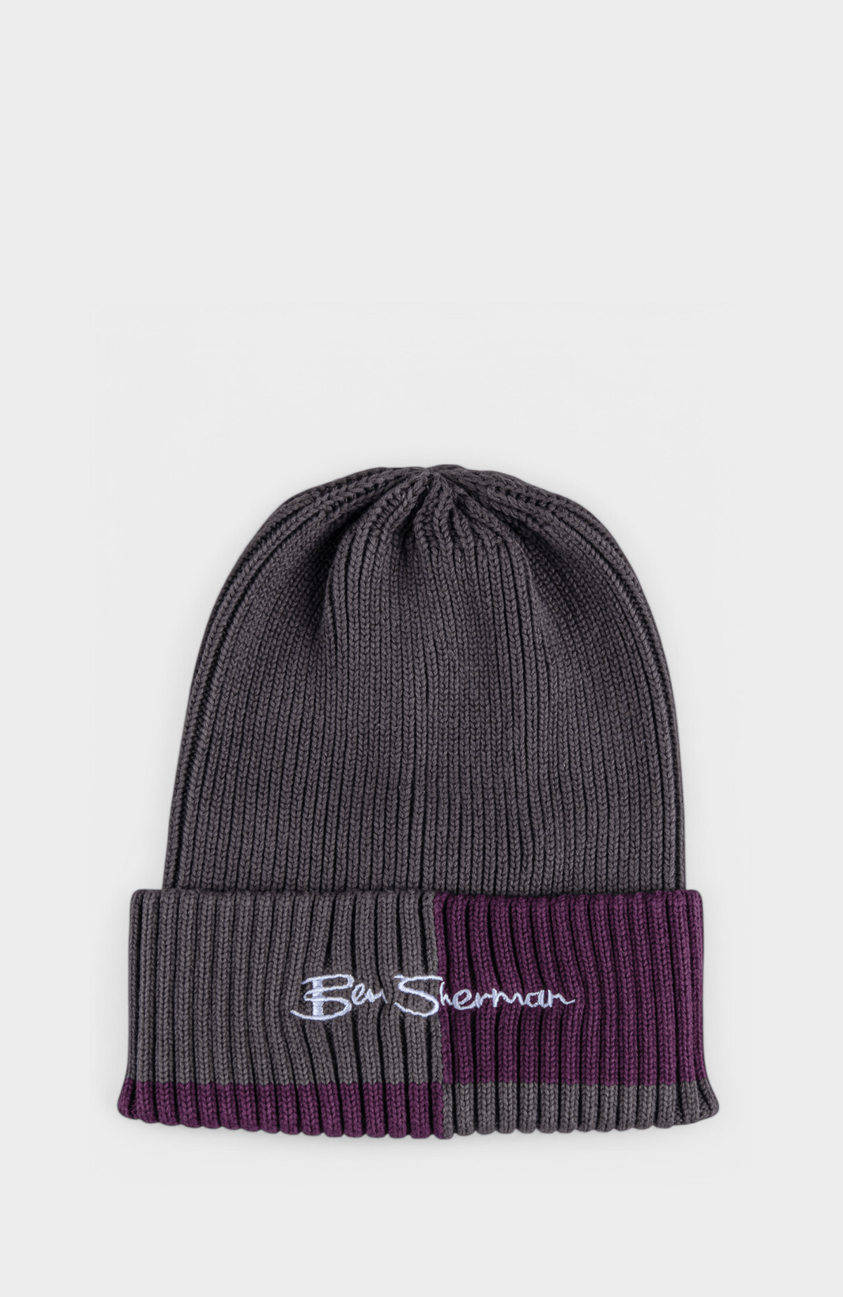 Ben Sherman Colour Block Beannie Grey