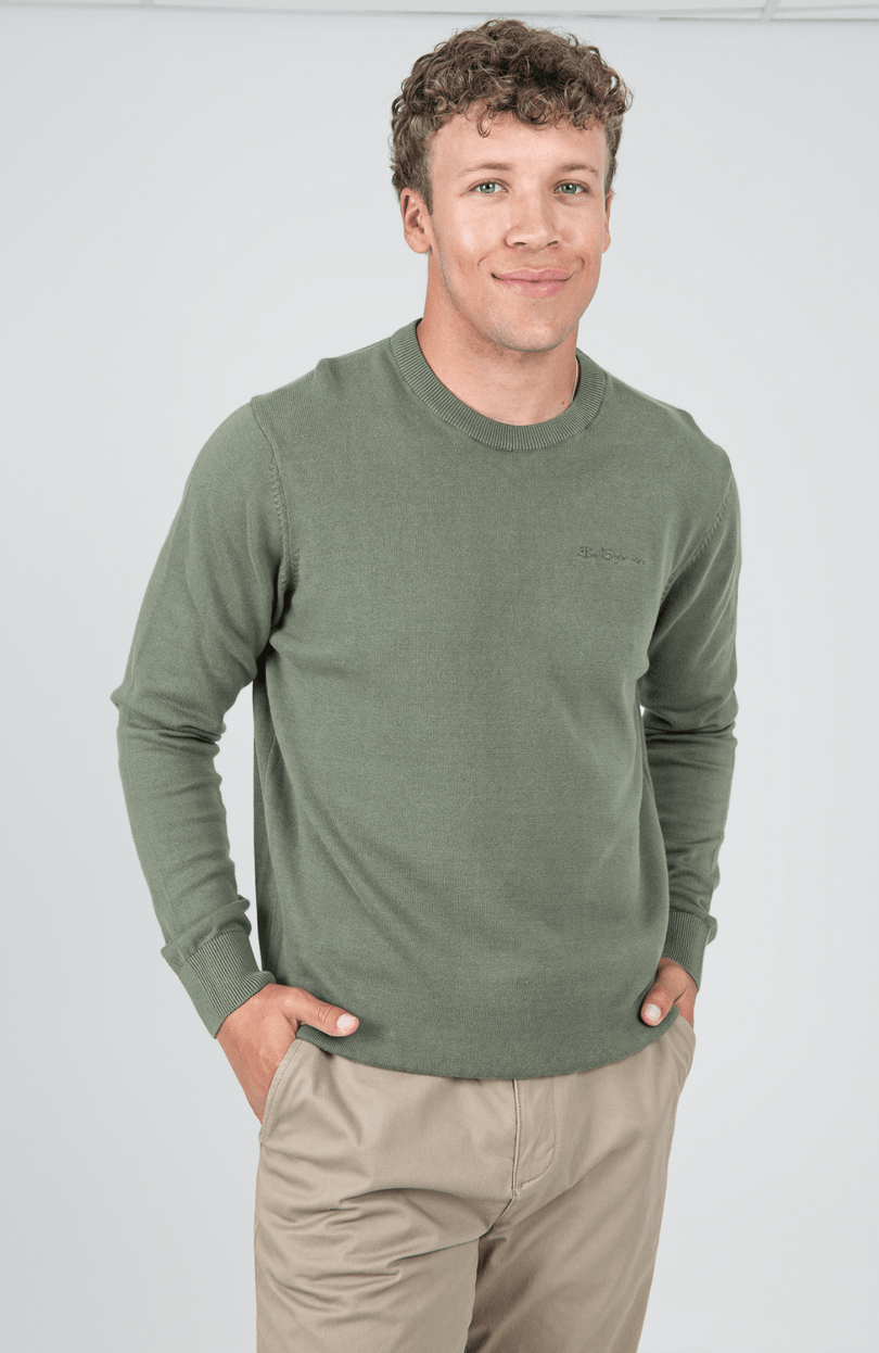 Ben Sherman Knit Crew Neck Olive Night