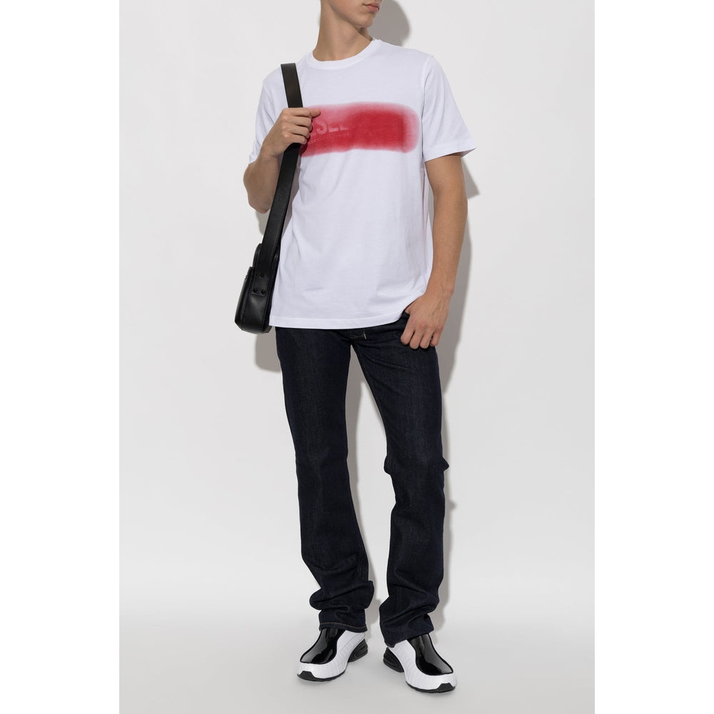 Diesel Mens T-Adjust Short Sleeves Regular T-Shirt In White/Red