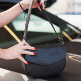 Lefel Round Flap Sling Bag In Black