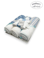 Mothers Choice 3 PieceHooded Towels And 3 Piece Facecothes In Blue