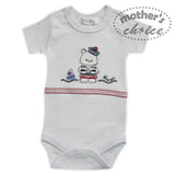 Mother's Choice Girls 100% Combed Cotton Romper Sailor Bear In White Multi