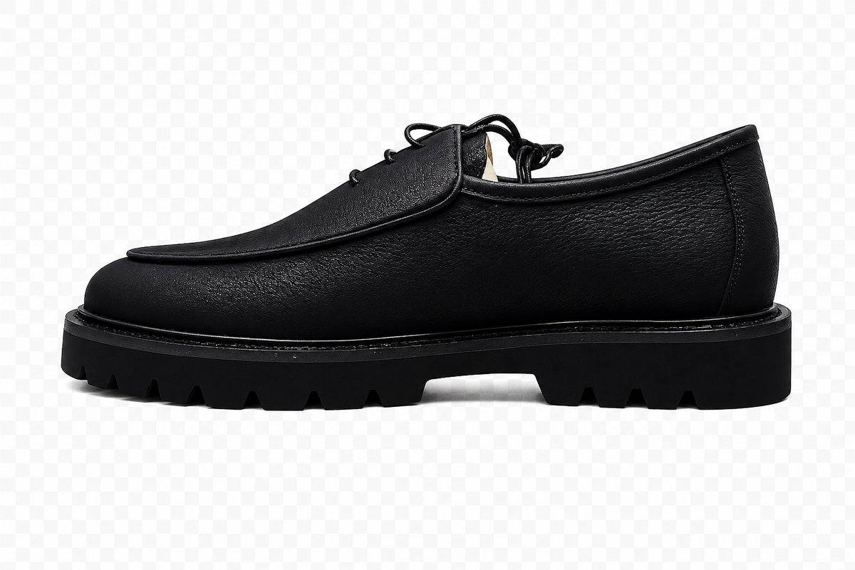 Zerga Mens Pienza Leather Shoes In Black