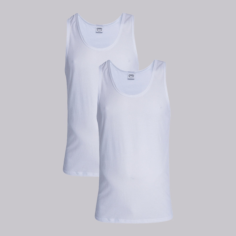 Jockey Boys 2 Pack Eyelet Vest In White